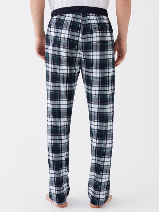 Standart Kalıp Ekose Erkek Pijama Alt LACİVERT BASKILI