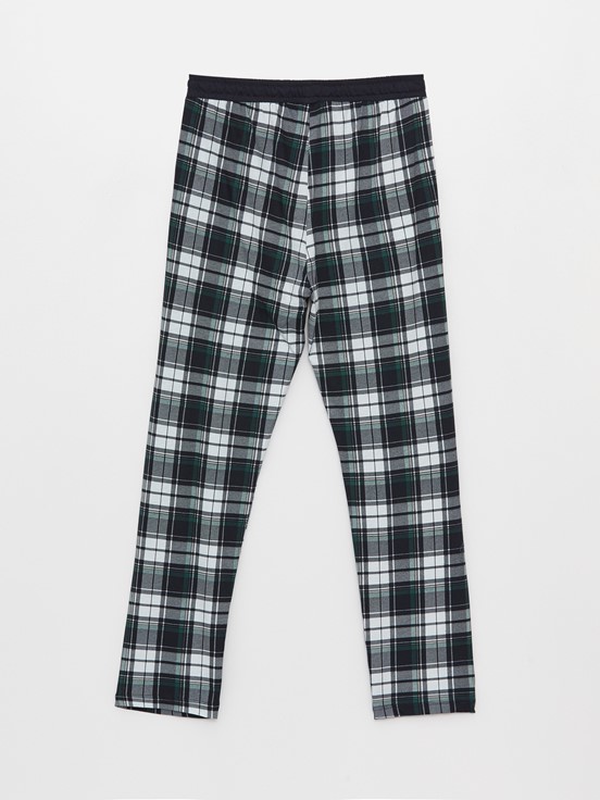Standart Kalıp Ekose Erkek Pijama Alt LACİVERT BASKILI