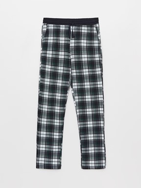 Standart Kalıp Ekose Erkek Pijama Alt LACİVERT BASKILI