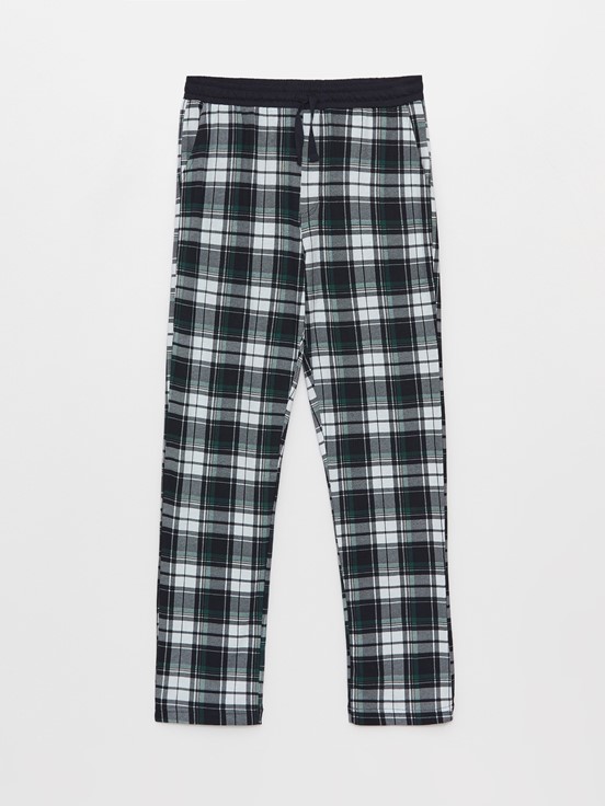 Standart Kalıp Ekose Erkek Pijama Alt LACİVERT BASKILI