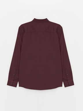 Slim Fit Uzun Kollu Armürlü Erkek Gömlek BORDO