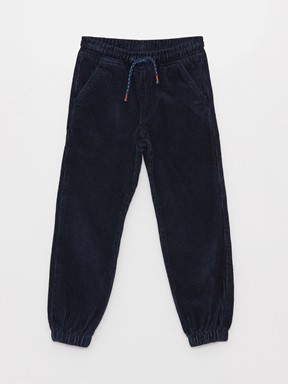 Beli Lastikli Kadife Erkek Çocuk Jogger Pantolon LACİVERT