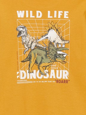 Bisiklet Yaka Baskılı Uzun Kollu Erkek Çocuk Tişört KOYU SARI