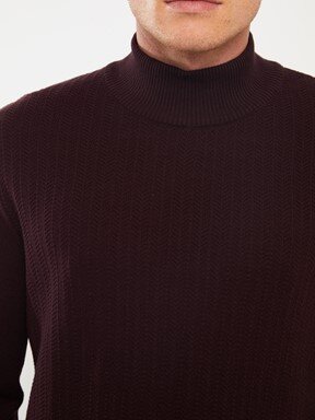Balıkçı Yaka Uzun Kollu Erkek Triko Kazak BORDO
