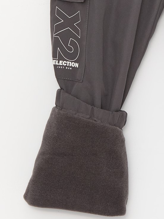Beli Lastikli Polar Astarlı Erkek Çocuk Jogger Pantolon KOYU GRİ