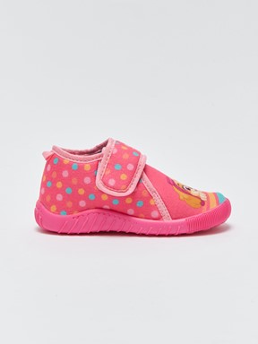 Baskılı Cırt Cırtlı Kız Çocuk Panduf NEON MERCAN BASKILI