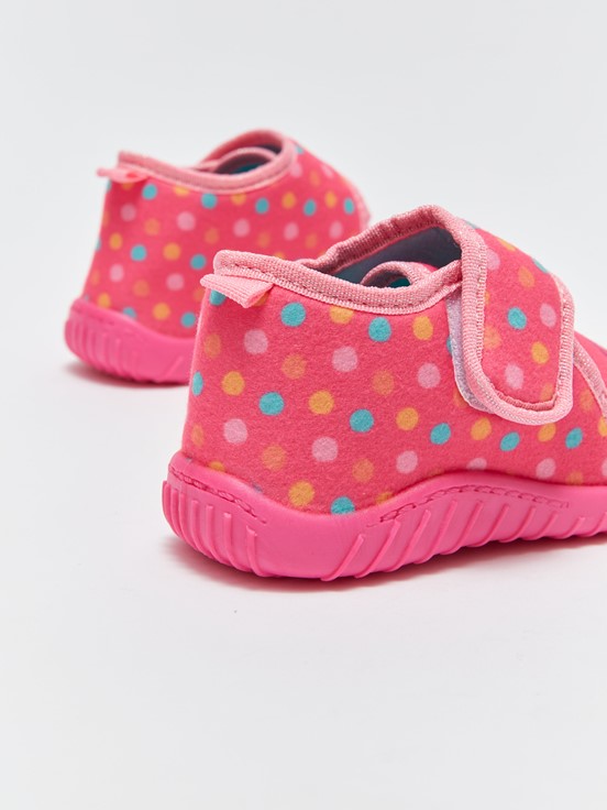 Baskılı Cırt Cırtlı Kız Çocuk Panduf NEON MERCAN BASKILI