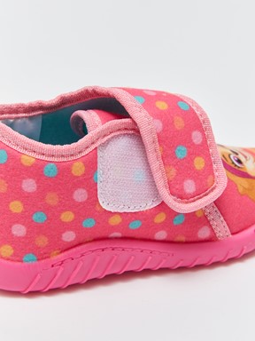 Baskılı Cırt Cırtlı Kız Çocuk Panduf NEON MERCAN BASKILI