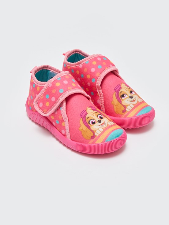 Baskılı Cırt Cırtlı Kız Çocuk Panduf NEON MERCAN BASKILI