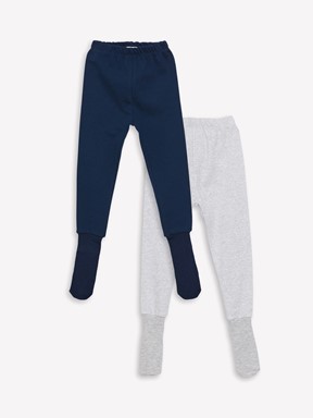 Beli Lastikli Erkek Bebek Çoraplı Pijama Alt 2'li LACİVERT
