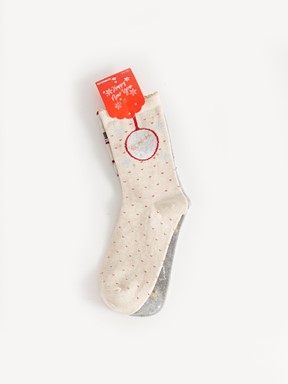 Desenli Kadın Soket Çorap 3'lü Paket AÇIK GRİ MELANJ