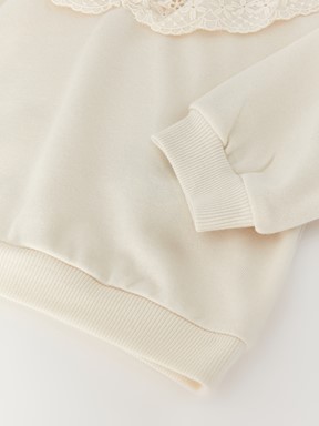 Bisiklet Yaka Kız Bebek Sweatshirt KREM RENGİ