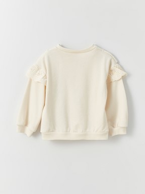Bisiklet Yaka Kız Bebek Sweatshirt KREM RENGİ