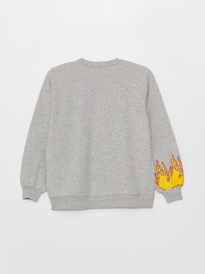 LCW CASUAL Bisiklet Yaka Mickey Mouse Baskılı Uzun Kollu Oversize Kadın Sweatshirt GRİ