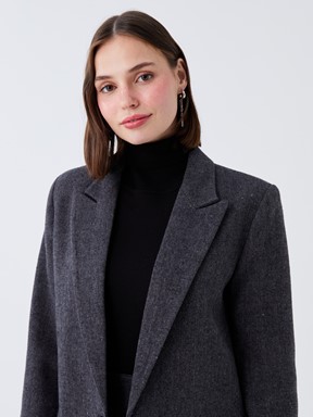 LCW CLASSIC Düz Uzun Kollu Kadın Blazer Ceket ANTRASİT MELANJ