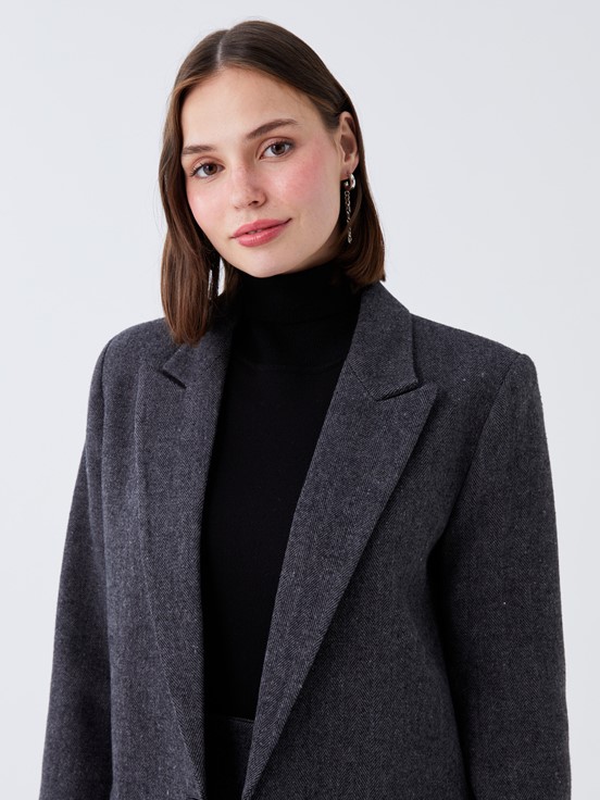 LCW CLASSIC Düz Uzun Kollu Kadın Blazer Ceket ANTRASİT MELANJ