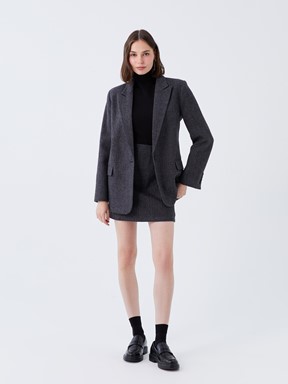 LCW CLASSIC Düz Uzun Kollu Kadın Blazer Ceket ANTRASİT MELANJ