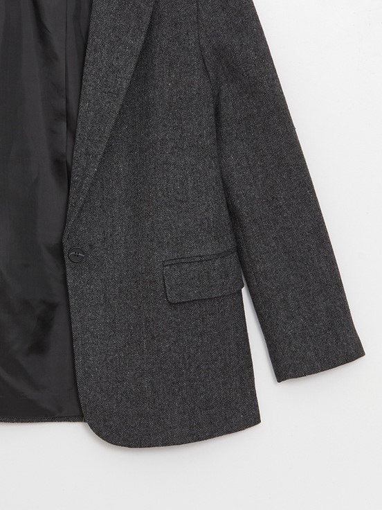 LCW CLASSIC Düz Uzun Kollu Kadın Blazer Ceket ANTRASİT MELANJ