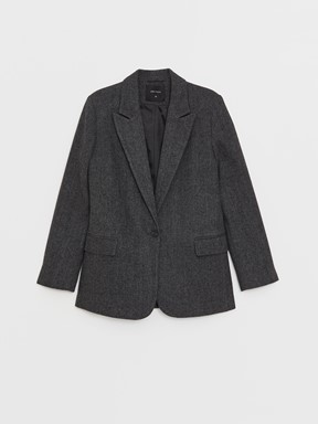 LCW CLASSIC Düz Uzun Kollu Kadın Blazer Ceket ANTRASİT MELANJ
