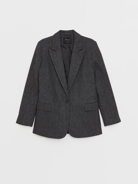 LCW CLASSIC Düz Uzun Kollu Kadın Blazer Ceket ANTRASİT MELANJ