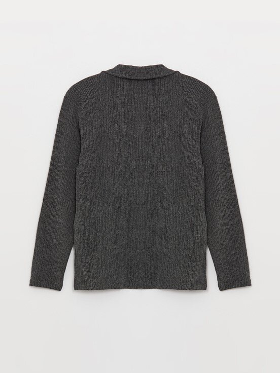 LCW CASUAL Polo Yaka Düz Uzun Kollu Kadın Tişört YENİ SİYAH