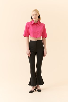 Roman Crop Poplin Kadın Gömlek
