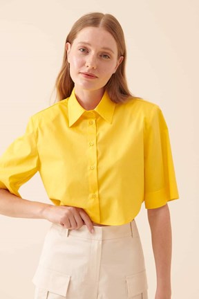 Roman Crop Poplin Kadın Gömlek